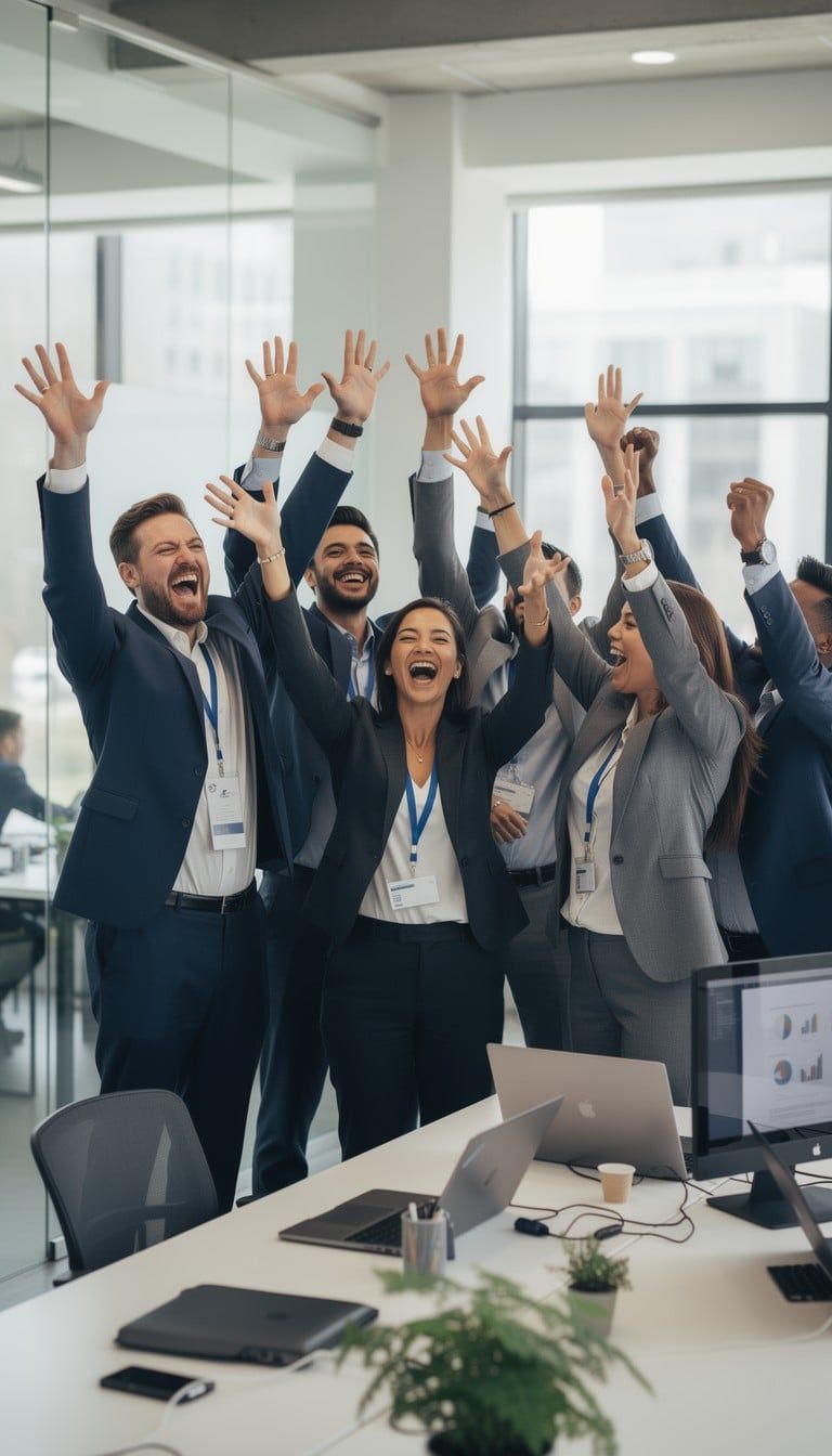 Team celebrating the success of a project